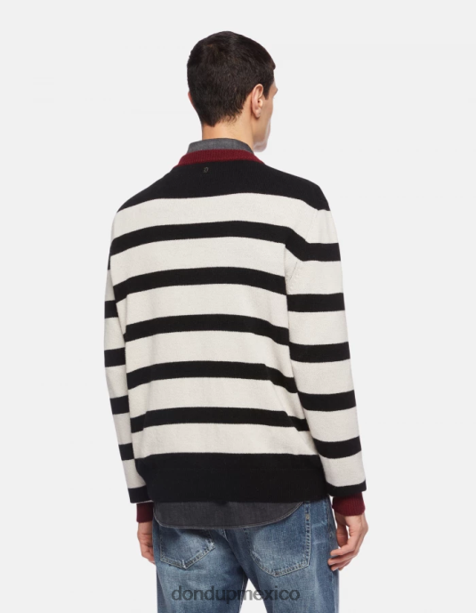 blanco negro DONDUP hombres suéter con cuello redondo en mezcla de cachemir vestir D0VXD897