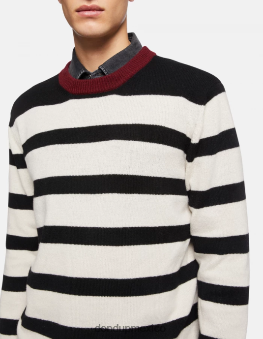blanco negro DONDUP hombres suéter con cuello redondo en mezcla de cachemir vestir D0VXD897