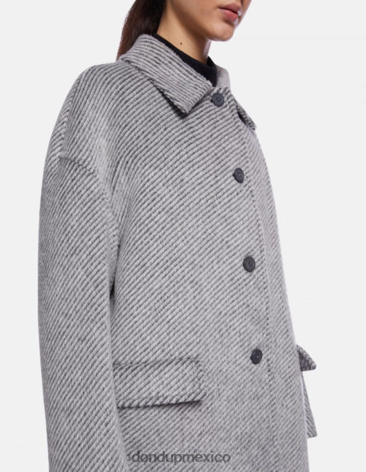 blanco negro DONDUP mujer abrigo de tela jaspeado con botonadura simple vestir D0VXD368