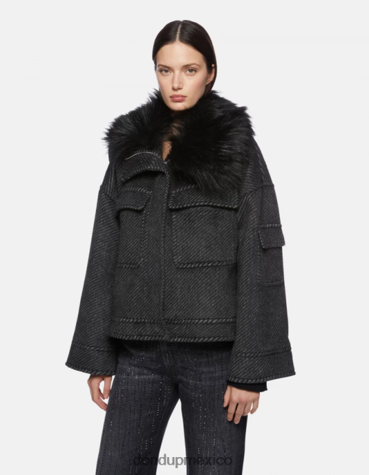 blanco negro DONDUP mujer chaqueta holgada de tela vestir D0VXD366