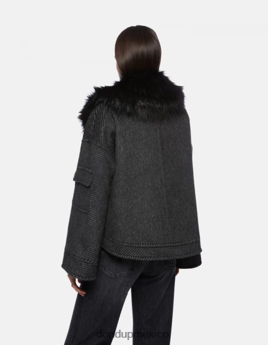 blanco negro DONDUP mujer chaqueta holgada de tela vestir D0VXD366