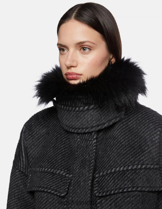 blanco negro DONDUP mujer chaqueta holgada de tela vestir D0VXD366
