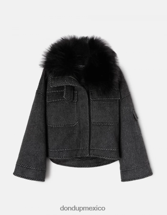 blanco negro DONDUP mujer chaqueta holgada de tela vestir D0VXD366