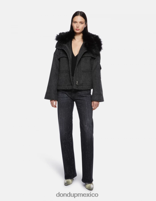 blanco negro DONDUP mujer chaqueta holgada de tela vestir D0VXD366