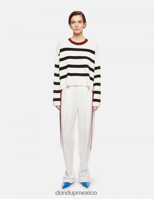 blanco negro DONDUP mujer jersey de viscosa con cuello redondo vestir D0VXD339