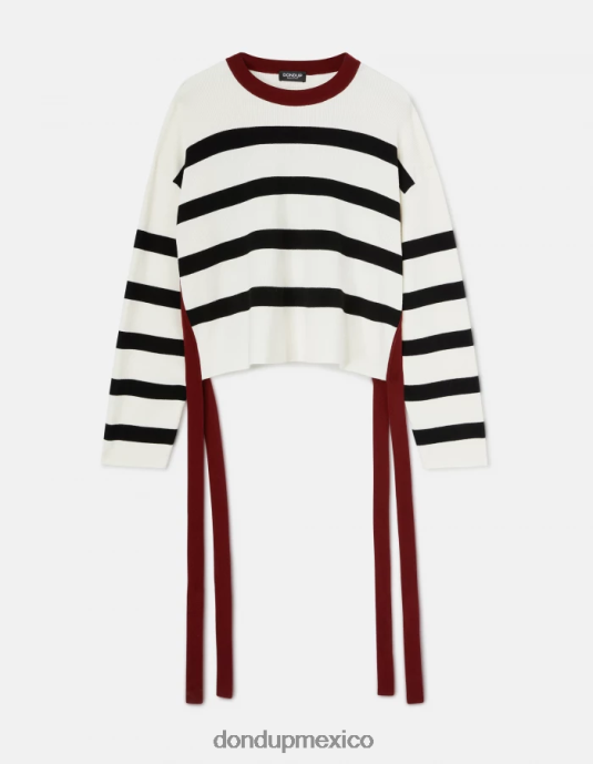 blanco negro DONDUP mujer jersey de viscosa con cuello redondo vestir D0VXD339