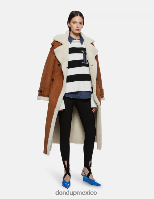 blanco negro DONDUP mujer jersey oversize de canalé estilo pescador con cuello tipo polo vestir D0VXD329