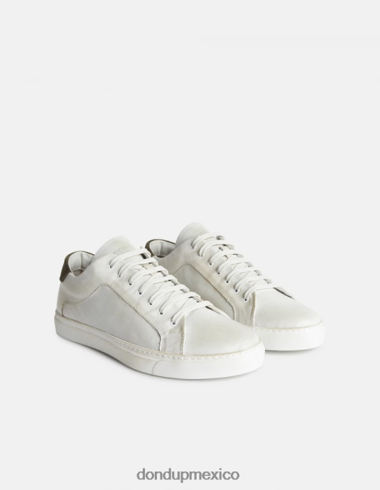 blanco verde DONDUP hombres zapatillas de cuero envejecido calzado D0VXD983