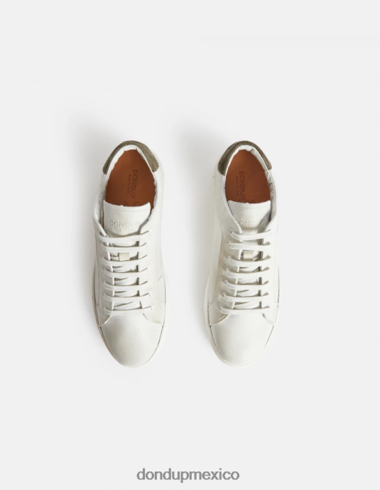 blanco verde DONDUP hombres zapatillas de cuero envejecido calzado D0VXD983