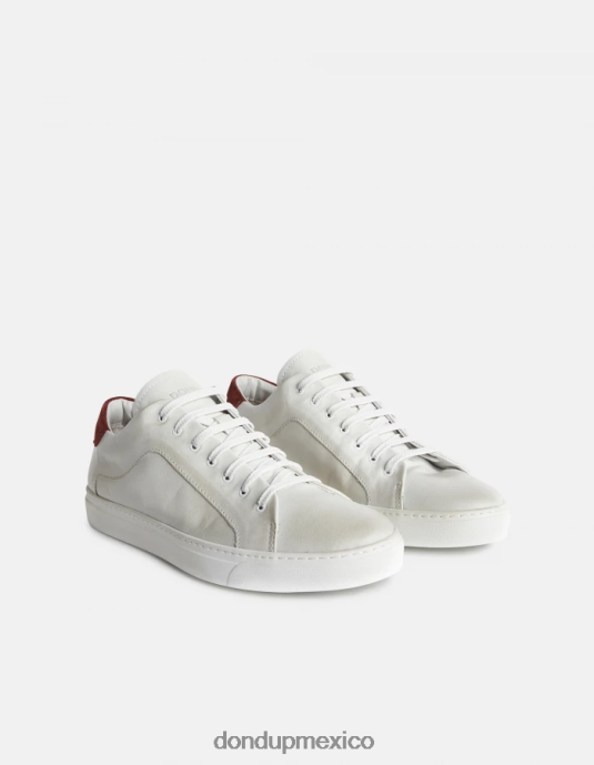 blanco y ciruela DONDUP hombres zapatillas de cuero envejecido calzado D0VXD981