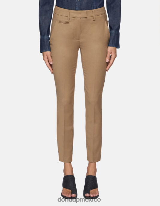 camello DONDUP mujer pantalones de franela perfectos y ajustados vestir D0VXD228