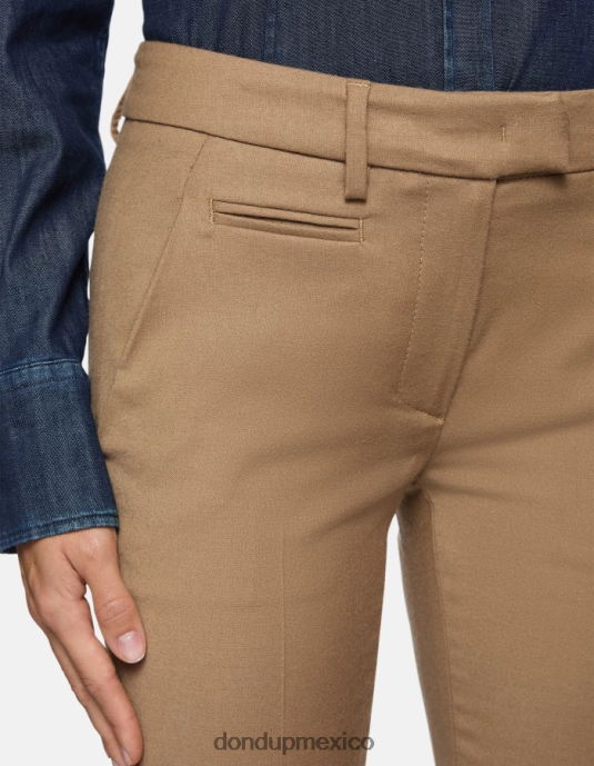 camello DONDUP mujer pantalones de franela perfectos y ajustados vestir D0VXD228