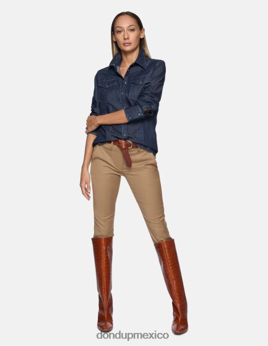 camello DONDUP mujer pantalones de franela perfectos y ajustados vestir D0VXD228