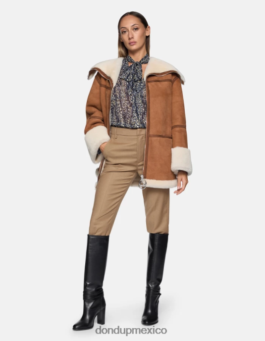 camello DONDUP mujer pantalones holgados de franela nima vestir D0VXD221