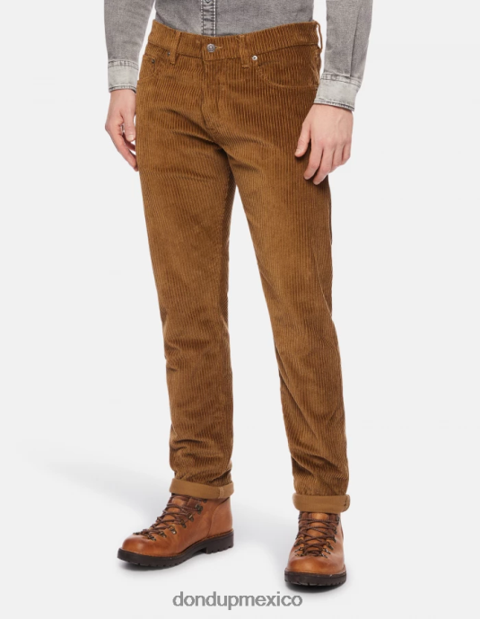 canela DONDUP hombres pantalones icon regular fit de terciopelo de 34 pulgadas vestir D0VXD558