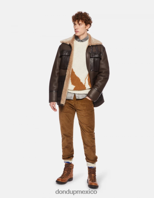 canela DONDUP hombres pantalones icon regular fit de terciopelo de 34 pulgadas vestir D0VXD558