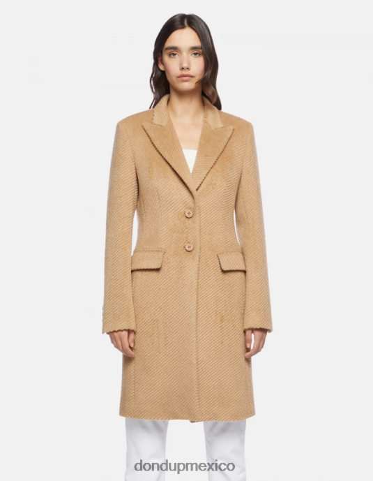 canela DONDUP mujer abrigo de tela con botonadura simple vestir D0VXD357