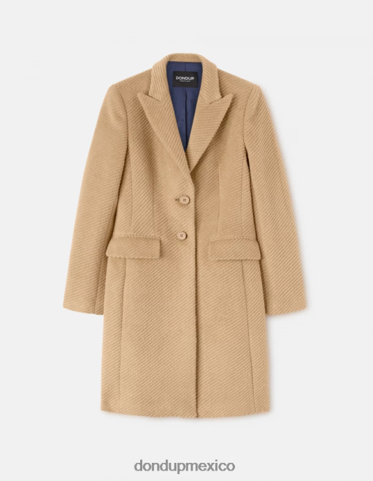 canela DONDUP mujer abrigo de tela con botonadura simple vestir D0VXD357