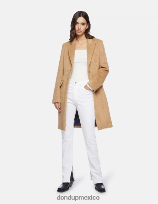 canela DONDUP mujer abrigo de tela con botonadura simple vestir D0VXD357