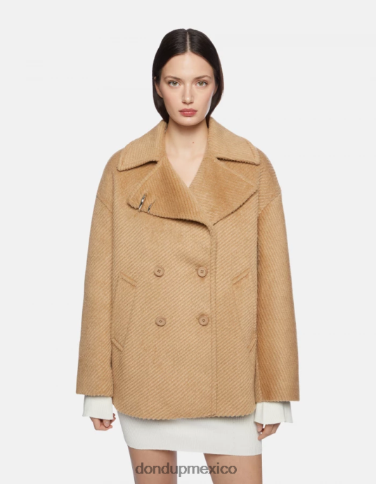 canela DONDUP mujer chaquetón de tela con doble botonadura vestir D0VXD342