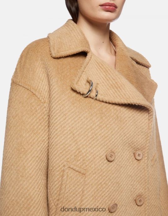 canela DONDUP mujer chaquetón de tela con doble botonadura vestir D0VXD342