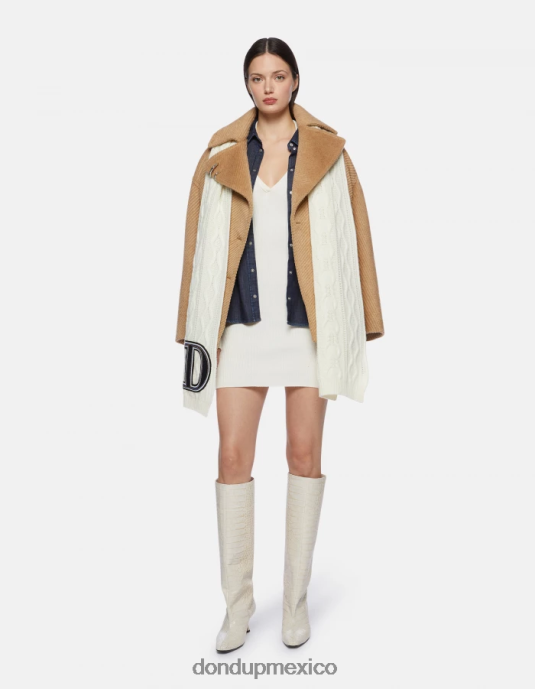 canela DONDUP mujer chaquetón de tela con doble botonadura vestir D0VXD342