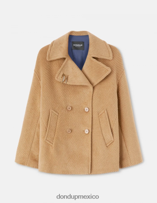 canela DONDUP mujer chaquetón de tela con doble botonadura vestir D0VXD342