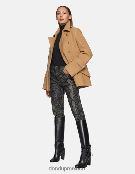 canela DONDUP mujer chaquetón de tela con doble botonadura vestir D0VXD345