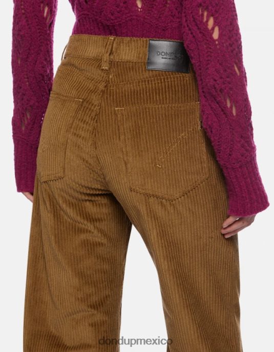 canela DONDUP mujer pantalones anchos de terciopelo color ámbar vestir D0VXD45