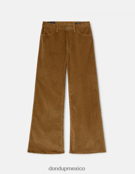 canela DONDUP mujer pantalones anchos de terciopelo color ámbar vestir D0VXD45