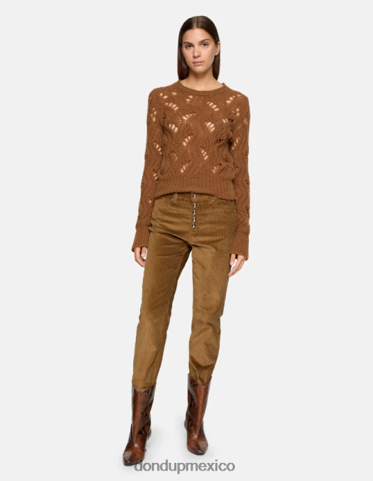 canela DONDUP mujer pantalones holgados de terciopelo koons vestir D0VXD106