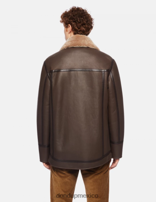 ciocolato DONDUP hombres abrigo regular fit de napa y piel de oveja vestir D0VXD914