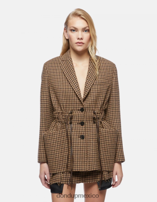 ciocolato DONDUP mujer blazer de mezcla de lana con botonadura simple vestir D0VXD371