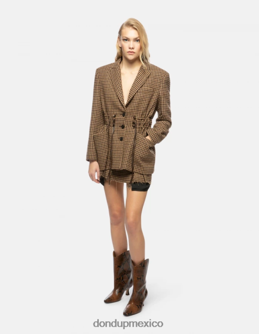 ciocolato DONDUP mujer blazer de mezcla de lana con botonadura simple vestir D0VXD371