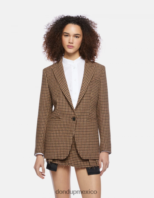 ciocolato DONDUP mujer blazer de mezcla de lana con botonadura simple vestir D0VXD376