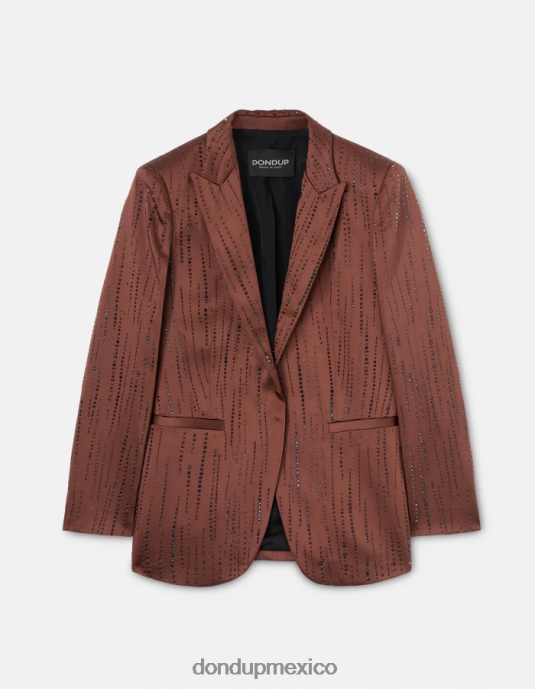 ciocolato DONDUP mujer blazer de satén con botonadura sencilla vestir D0VXD380