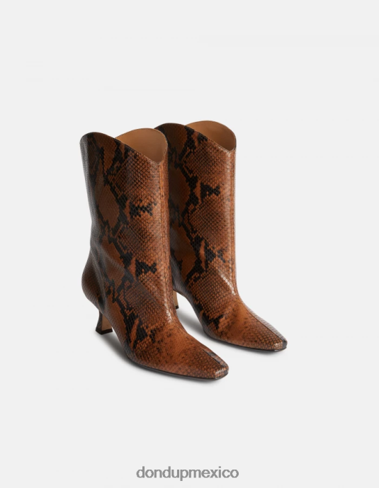 ciocolato DONDUP mujer botas de piel con efecto estampado de pitón calzado D0VXD465