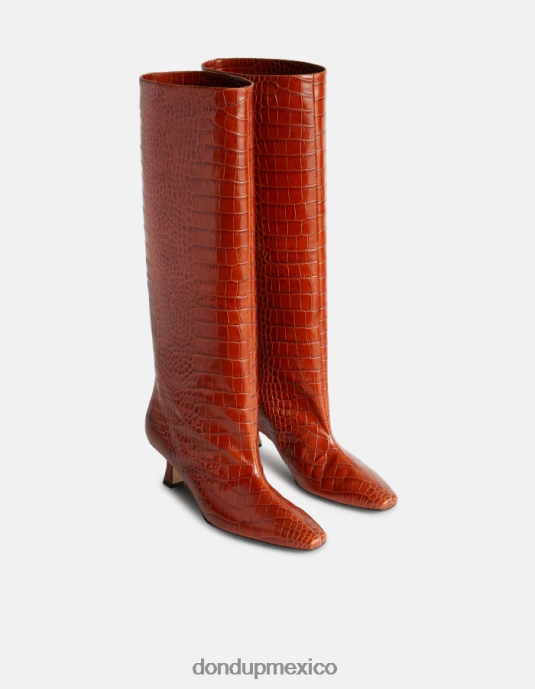 ciocolato DONDUP mujer botas de piel efecto cocodrilo calzado D0VXD467