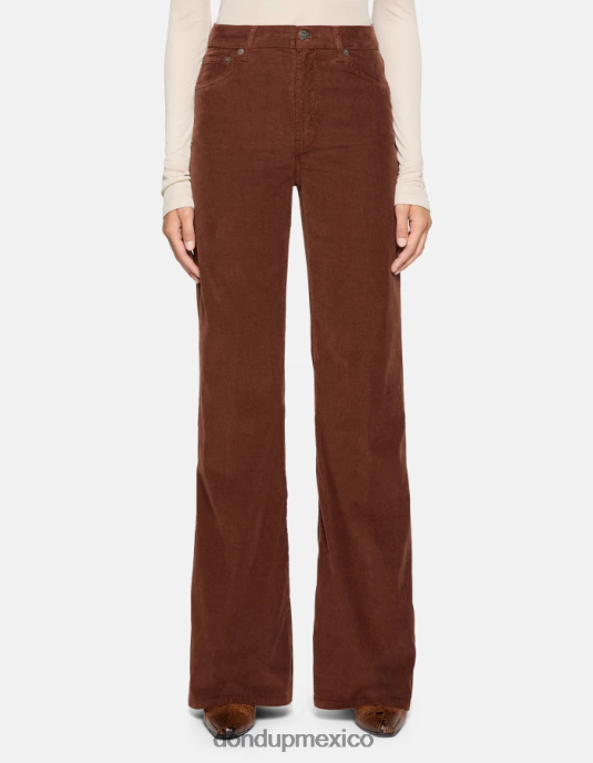 ciocolato DONDUP mujer pantalones anchos de terciopelo color ámbar vestir D0VXD28