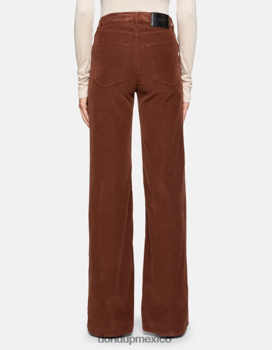 ciocolato DONDUP mujer pantalones anchos de terciopelo color ámbar vestir D0VXD28