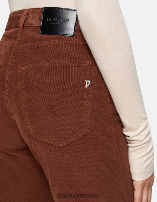 ciocolato DONDUP mujer pantalones anchos de terciopelo color ámbar vestir D0VXD28
