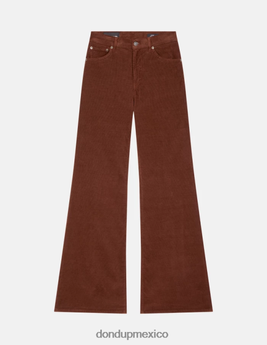 ciocolato DONDUP mujer pantalones anchos de terciopelo color ámbar vestir D0VXD28