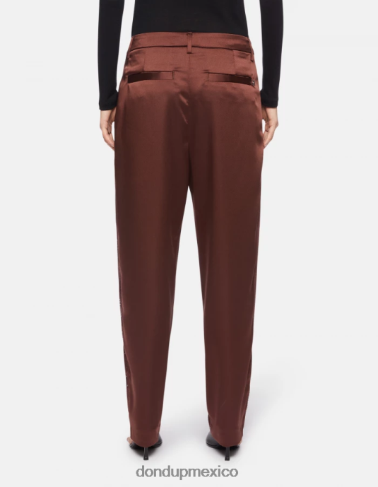 ciocolato DONDUP mujer pantalones holgados de satén micaela vestir D0VXD191