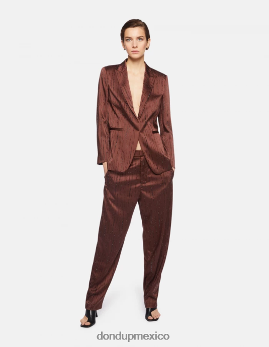 ciocolato DONDUP mujer pantalones holgados de satén micaela vestir D0VXD191