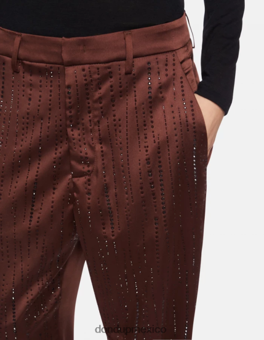 ciocolato DONDUP mujer pantalones holgados de satén micaela vestir D0VXD191