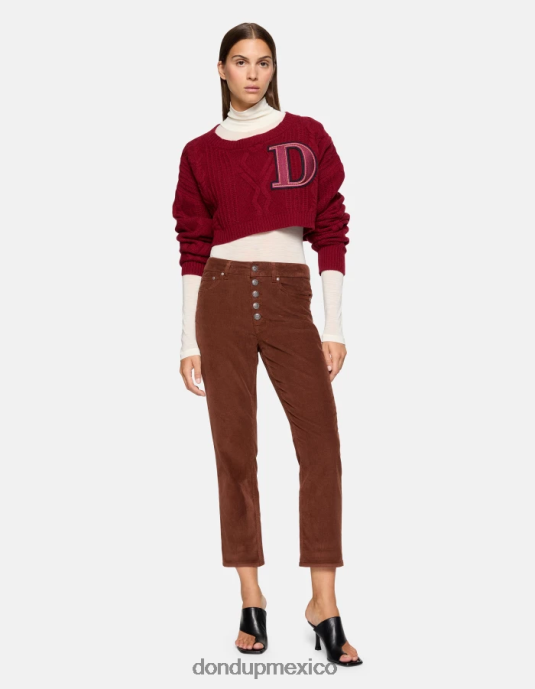 ciocolato DONDUP mujer pantalones holgados de terciopelo koons vestir D0VXD73