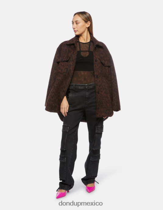 ciocolato DONDUP mujer sobrecamisa de pelo ecológico con botonadura simple vestir D0VXD367