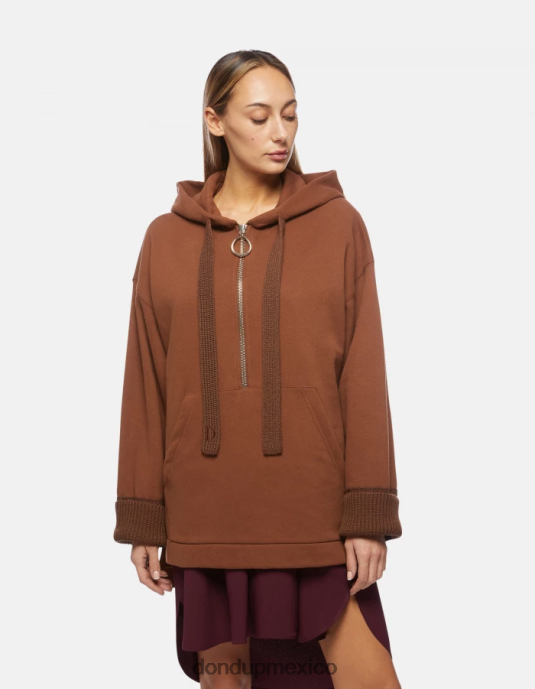 ciocolato DONDUP mujer sudadera con capucha de gran tamaño vestir D0VXD446