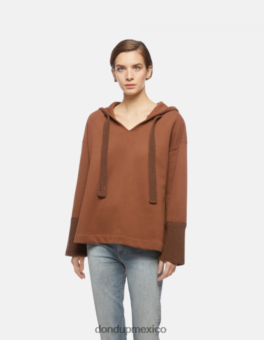 ciocolato DONDUP mujer sudadera con capucha de gran tamaño vestir D0VXD452