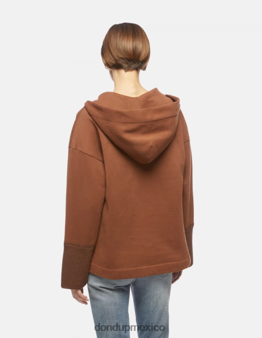 ciocolato DONDUP mujer sudadera con capucha de gran tamaño vestir D0VXD452